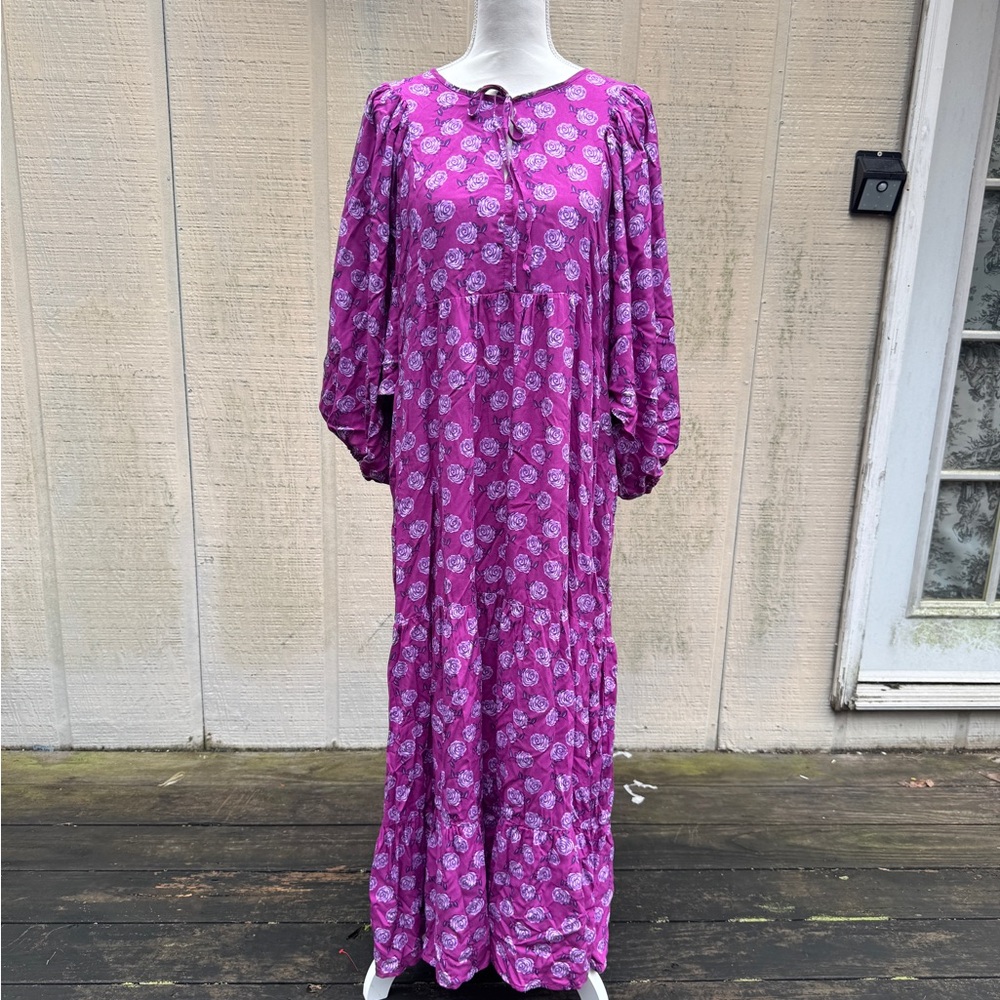 Purple Boho Floral Maxi Dress